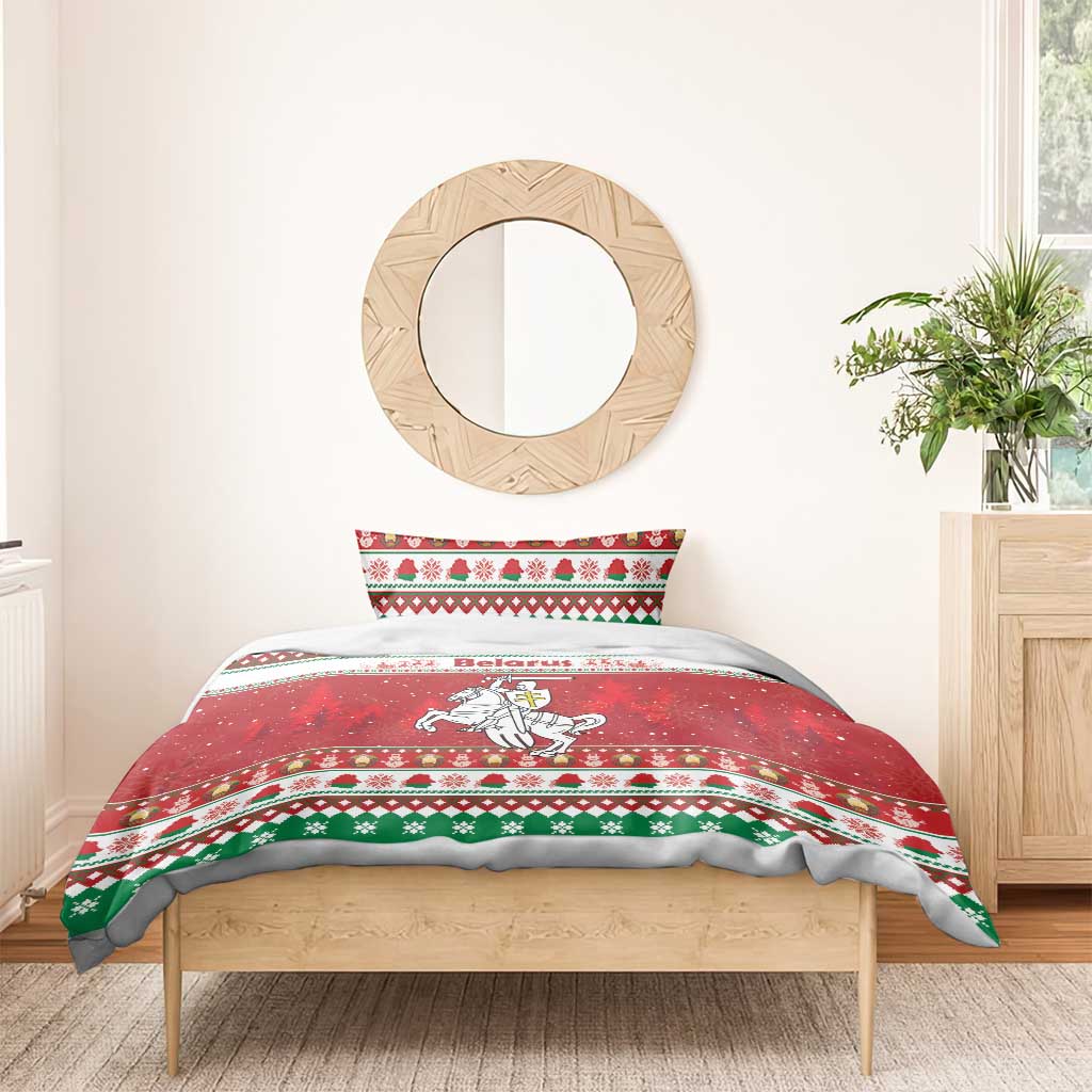 Belarus Pahonia Christmas Bedding Set Belarusian Vytis Knight Xmas Pattern - Wonder Print Shop