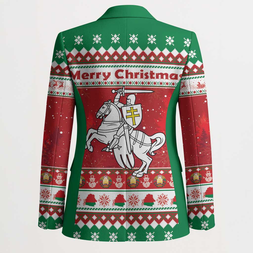 Belarus Pahonia Christmas Blazer Belarusian Vytis Knight Xmas Pattern - Wonder Print Shop