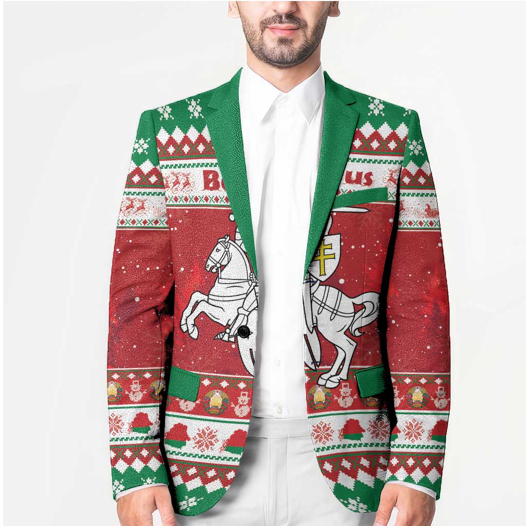 Belarus Pahonia Christmas Blazer Belarusian Vytis Knight Xmas Pattern - Wonder Print Shop