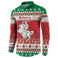 Belarus Pahonia Christmas Button Sweatshirt Belarusian Vytis Knight Xmas Pattern - Wonder Print Shop