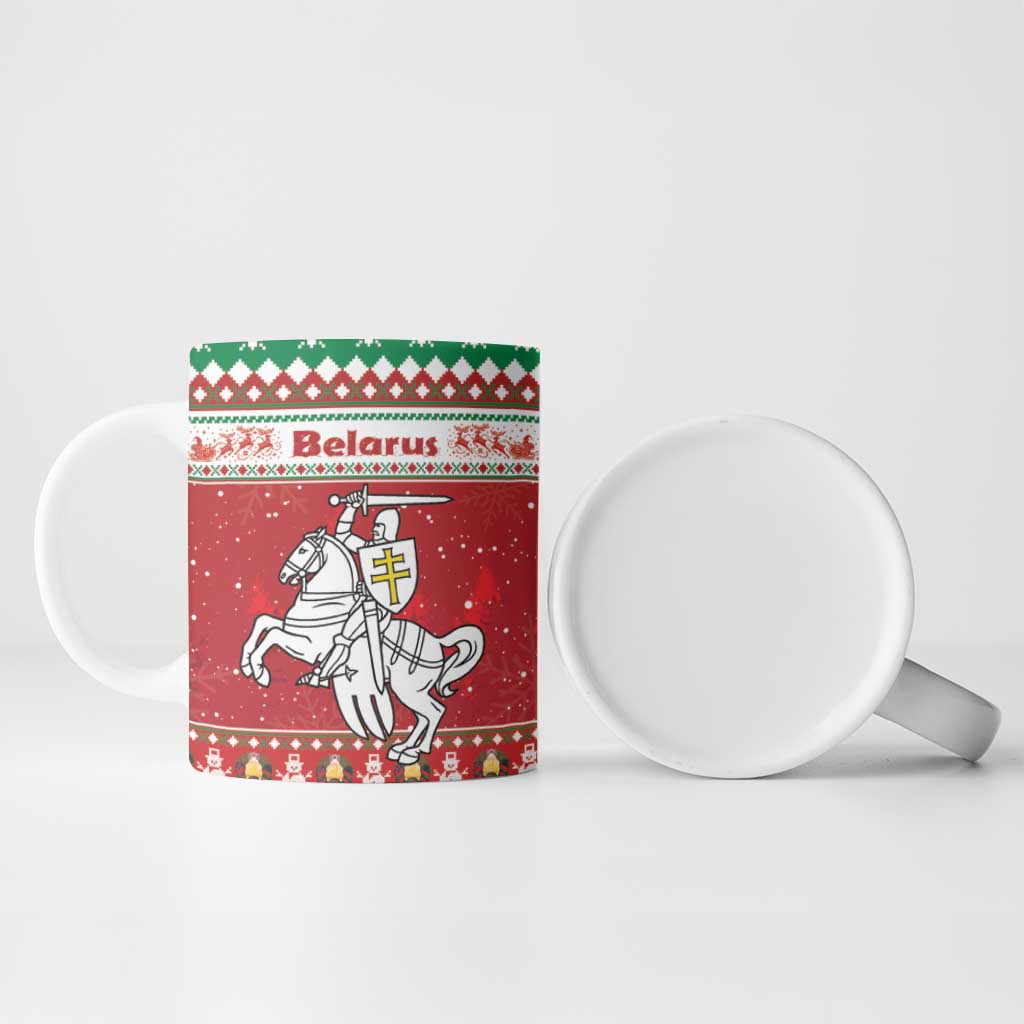 Belarus Pahonia Christmas Ceramic Mug Belarusian Vytis Knight Xmas Pattern - Wonder Print Shop