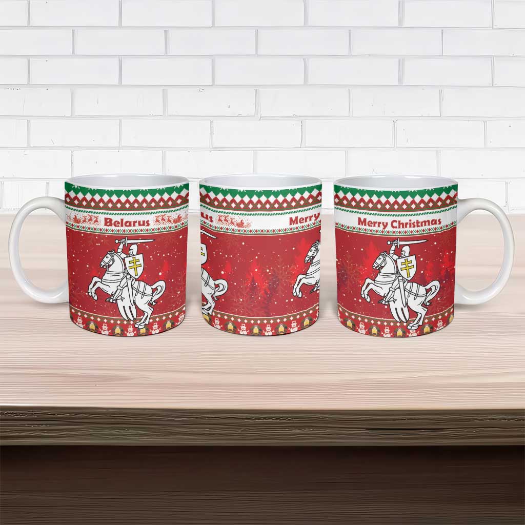 Belarus Pahonia Christmas Ceramic Mug Belarusian Vytis Knight Xmas Pattern - Wonder Print Shop