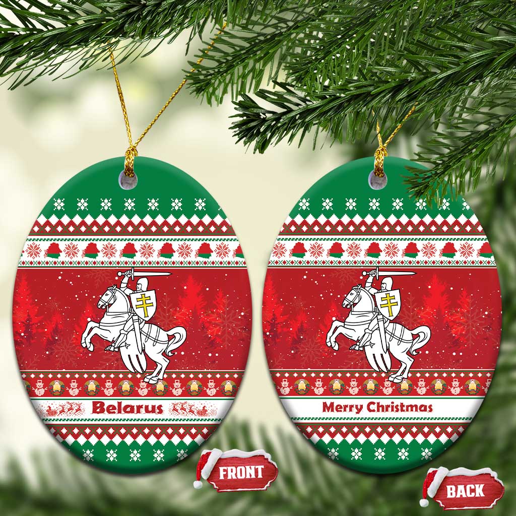 Belarus Pahonia Christmas Ceramic Ornament Belarusian Vytis Knight Xmas Pattern - Wonder Print Shop
