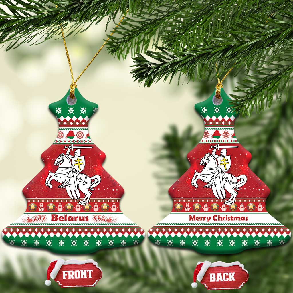 Belarus Pahonia Christmas Ceramic Ornament Belarusian Vytis Knight Xmas Pattern - Wonder Print Shop