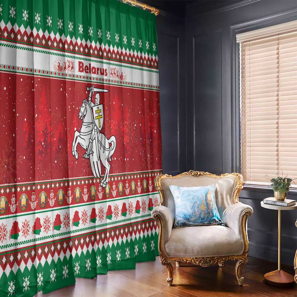 Belarus Pahonia Christmas Window Curtain Belarusian Vytis Knight Xmas Pattern - Wonder Print Shop