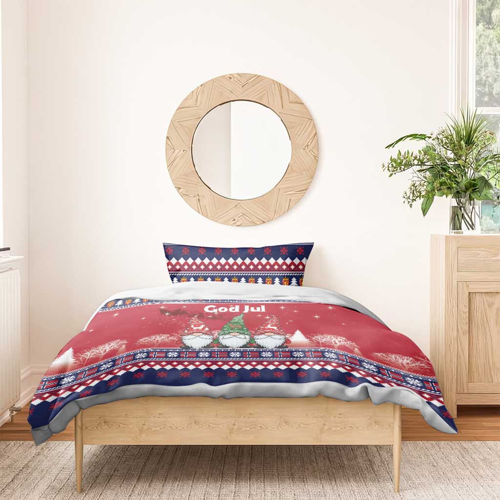 Norway Nisse Christmas Bedding Set God Jul Norwegian Christmas Pattern - Wonder Print Shop