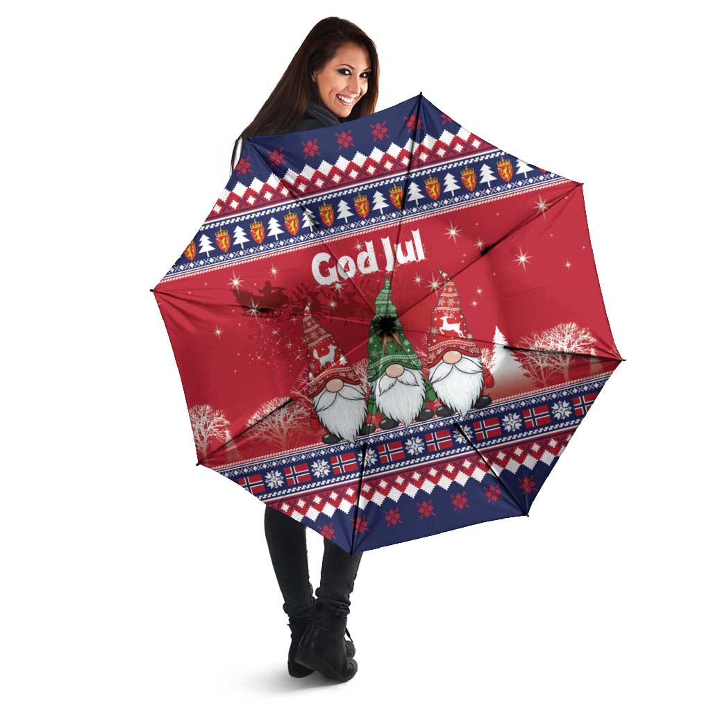 Norway Nisse Christmas Umbrella God Jul Norwegian Christmas Pattern - Wonder Print Shop