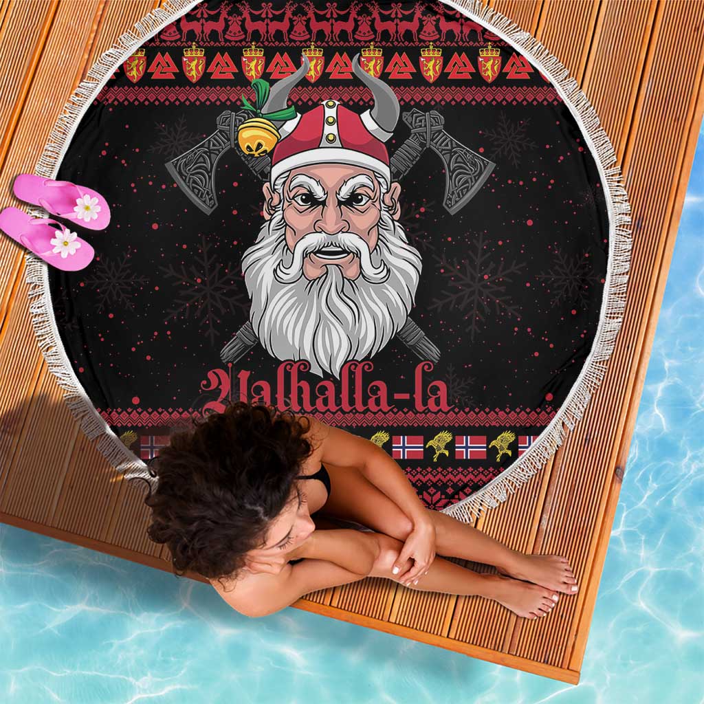 Norway Christmas Beach Blanket Valhalla La La Viking Santa - Wonder Print Shop