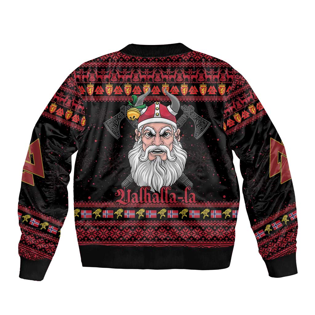 Norway Christmas Bomber Jacket Valhalla La La Viking Santa - Wonder Print Shop