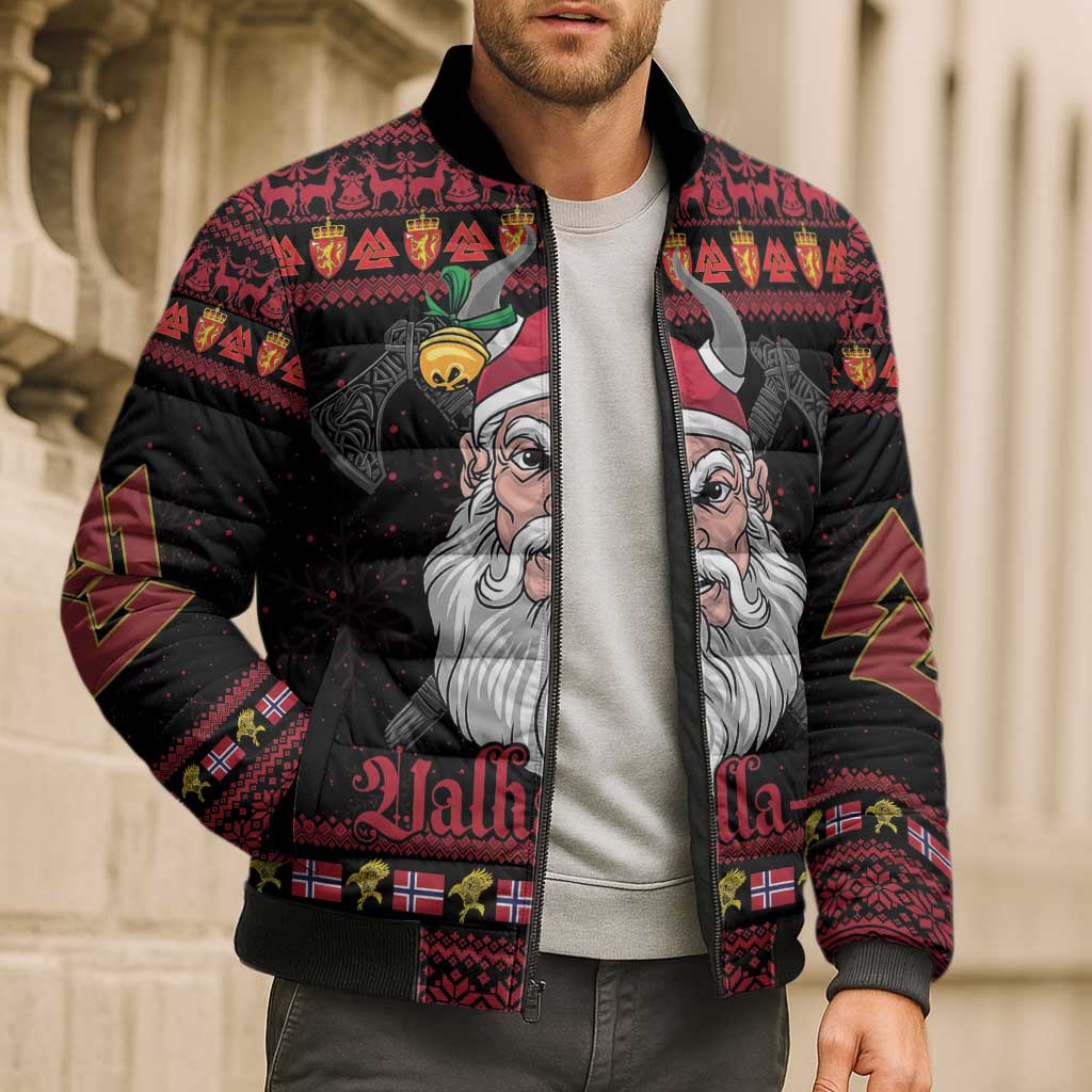 Norway Christmas Bomber Puffer Jacket Valhalla La La Viking Santa - Wonder Print Shop