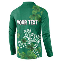 Ireland Cross Celtic Personalized Button Sweatshirt Irish Pride Shamrock - Wonder Print Shop