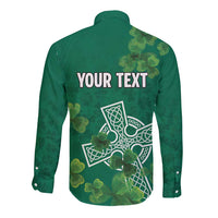 Ireland Cross Celtic Personalized Long Sleeve Button Shirt Irish Pride Shamrock - Wonder Print Shop