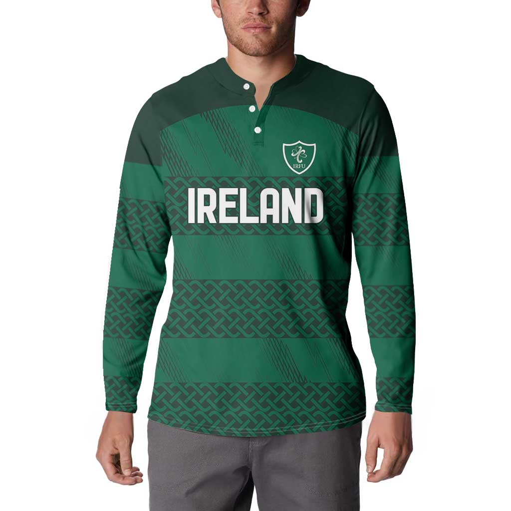 Custom Ireland Rugby Button Sweatshirt Celtic Heritage - Wonder Print Shop
