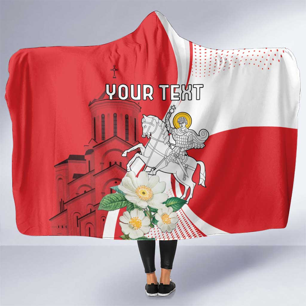 Personalized Georgia Independence Restoration Day Hooded Blanket Dzala Ertobashia Rosa Laevigata