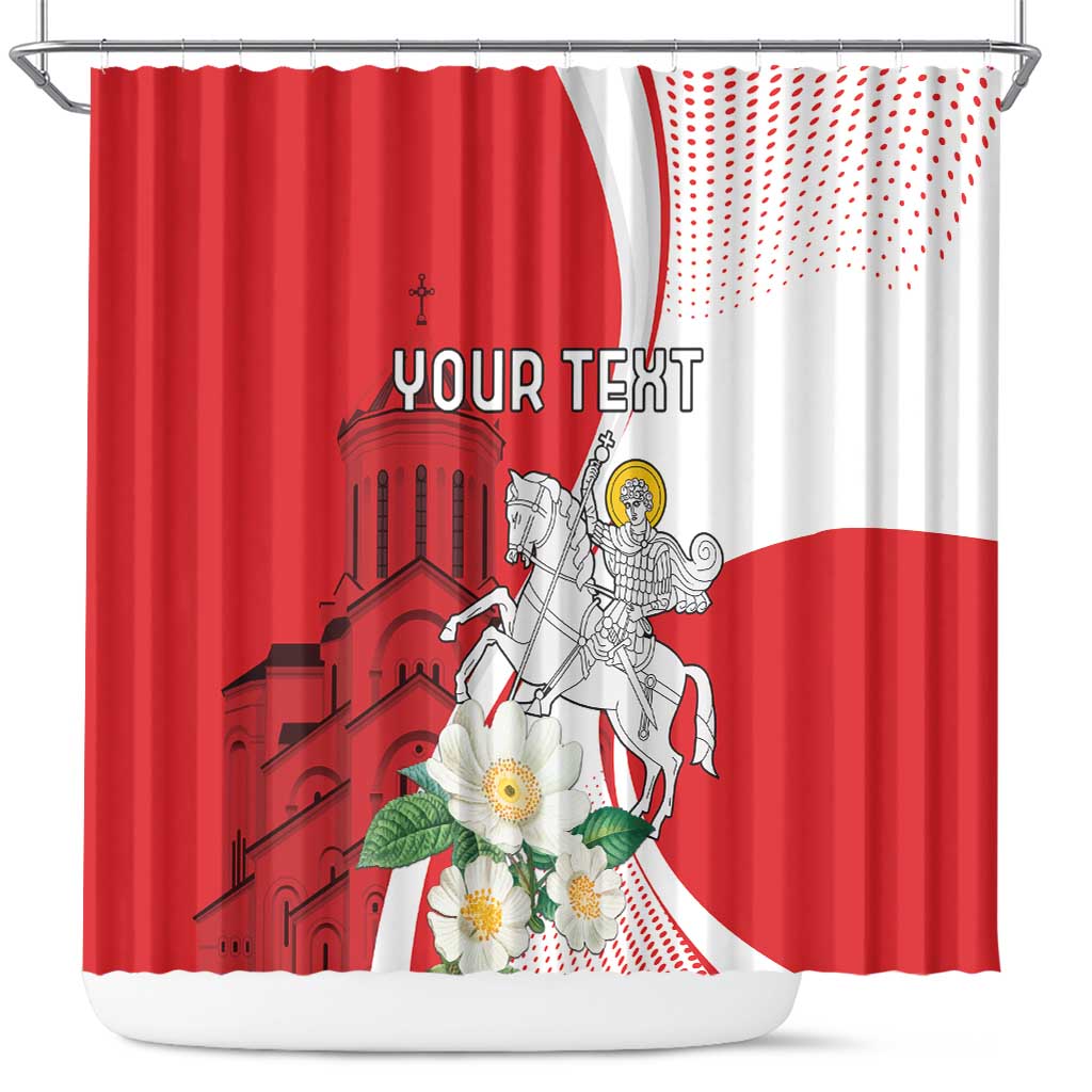 Personalized Georgia Independence Restoration Day Shower Curtain Dzala Ertobashia Rosa Laevigata