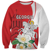 Unisex red and gray sweatshirt with Georgia-themed graphic and floral print