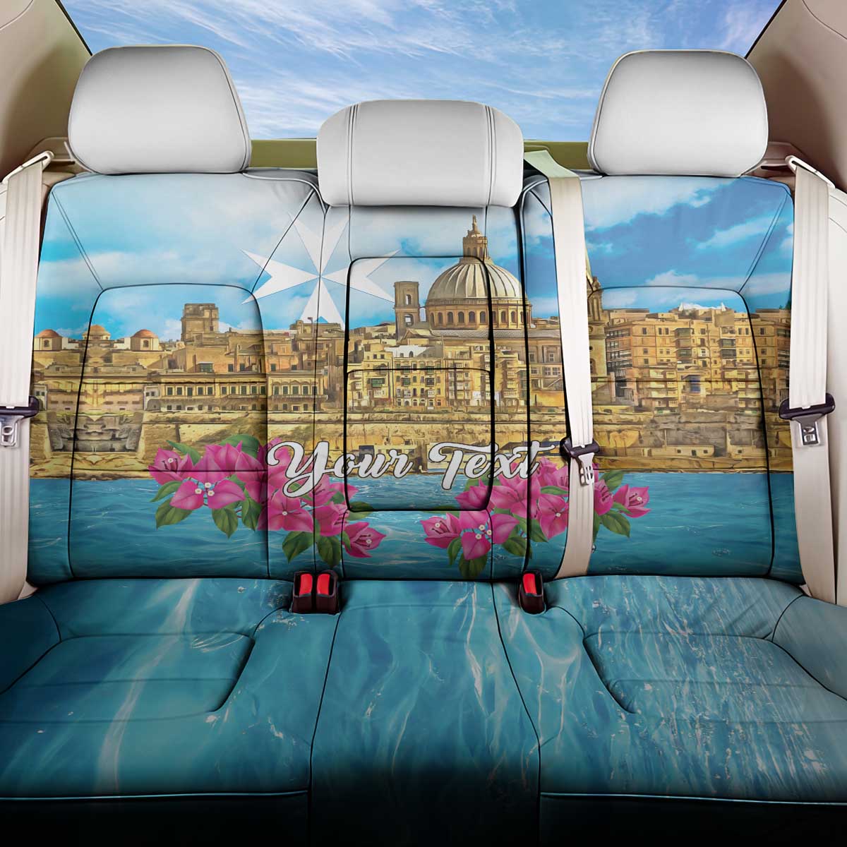 Personalized Malta Back Car Seat Cover Valletta Capital Maltese Cross