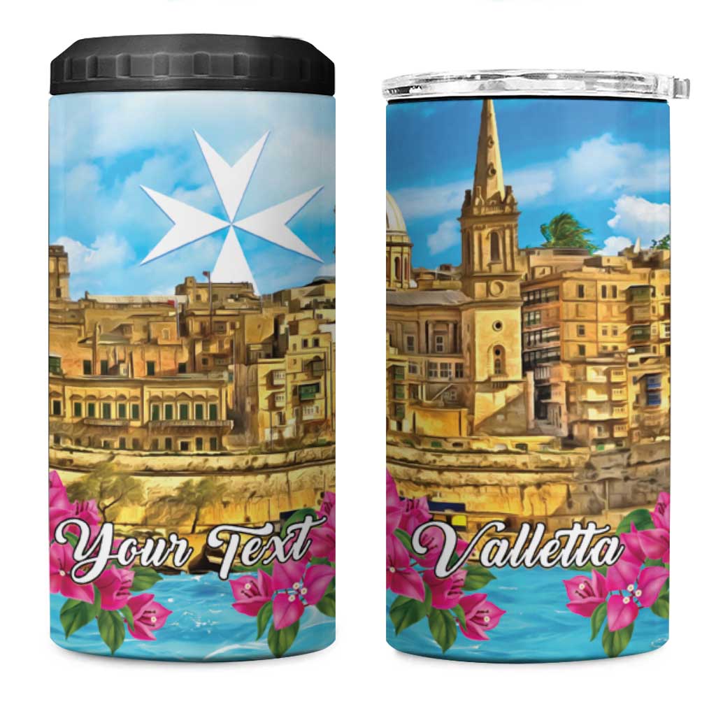 Personalized Malta 4 in 1 Can Cooler Tumbler Valletta Capital Maltese Cross