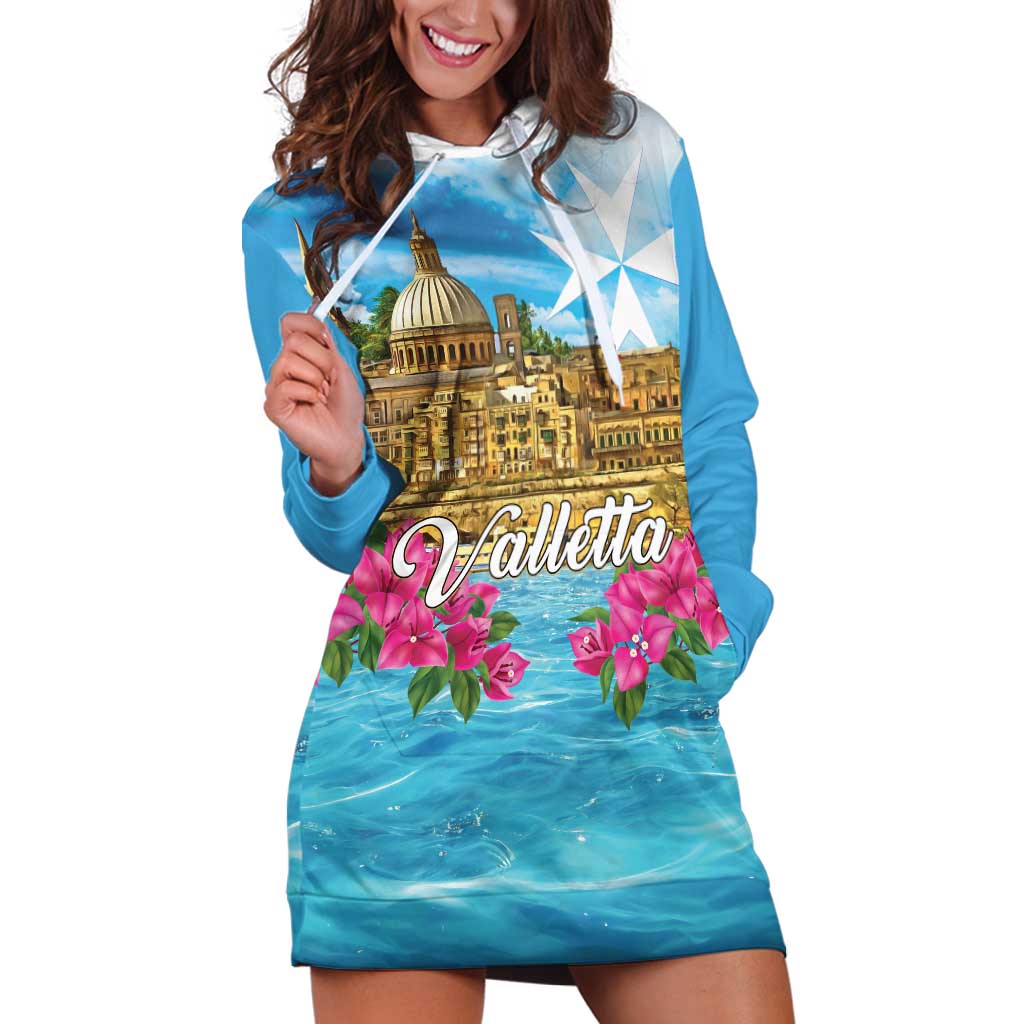 Personalized Malta Hoodie Dress Valletta Capital Maltese Cross