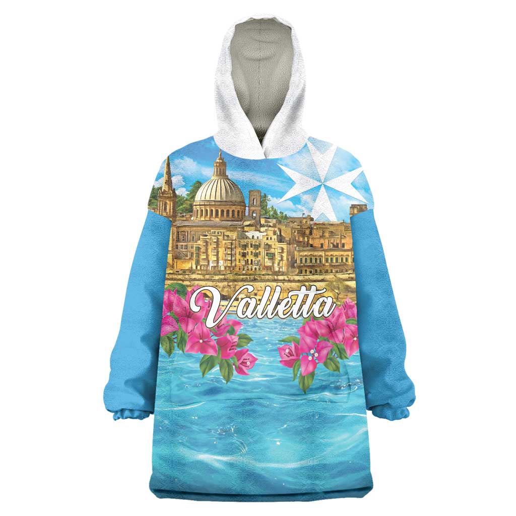 Personalized Malta Wearable Blanket Hoodie Valletta Capital Maltese Cross