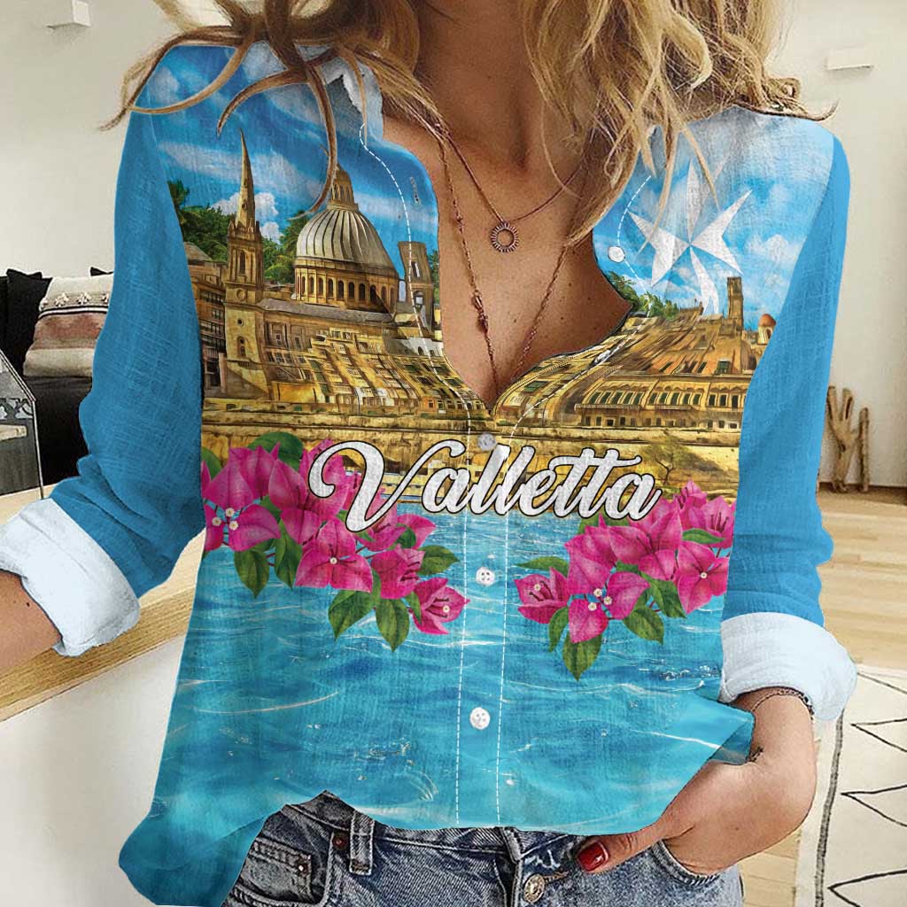 Personalized Malta Women Casual Shirt Valletta Capital Maltese Cross