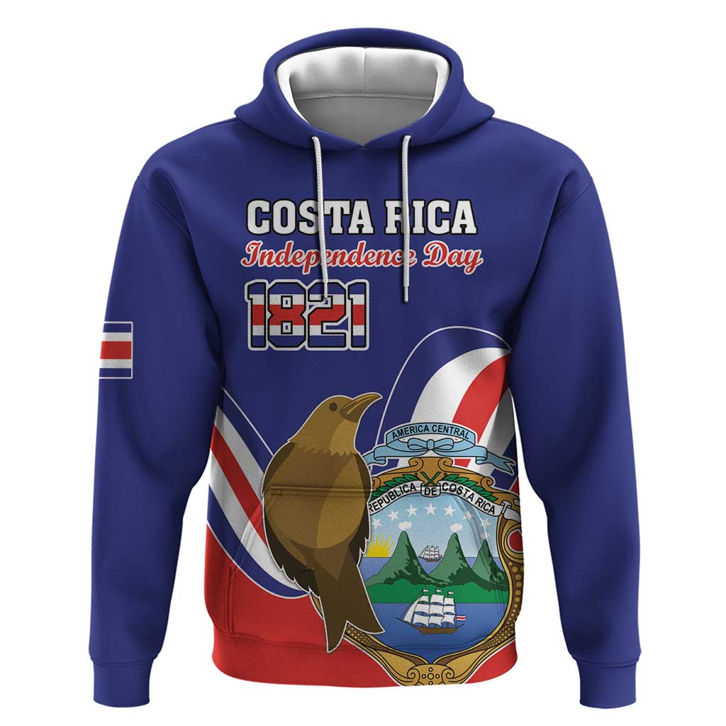 Custom Costa Rica Independence Day Hoodie Turdus Grayi Bird With Coat Of Arms - Wonder Print Shop