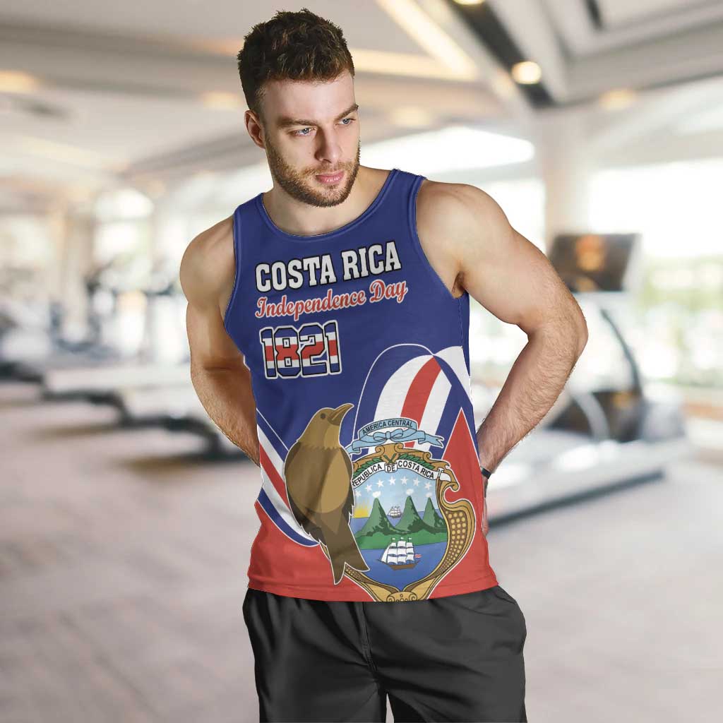 Custom Costa Rica Independence Day Men Tank Top Turdus Grayi Bird With Coat Of Arms - Wonder Print Shop