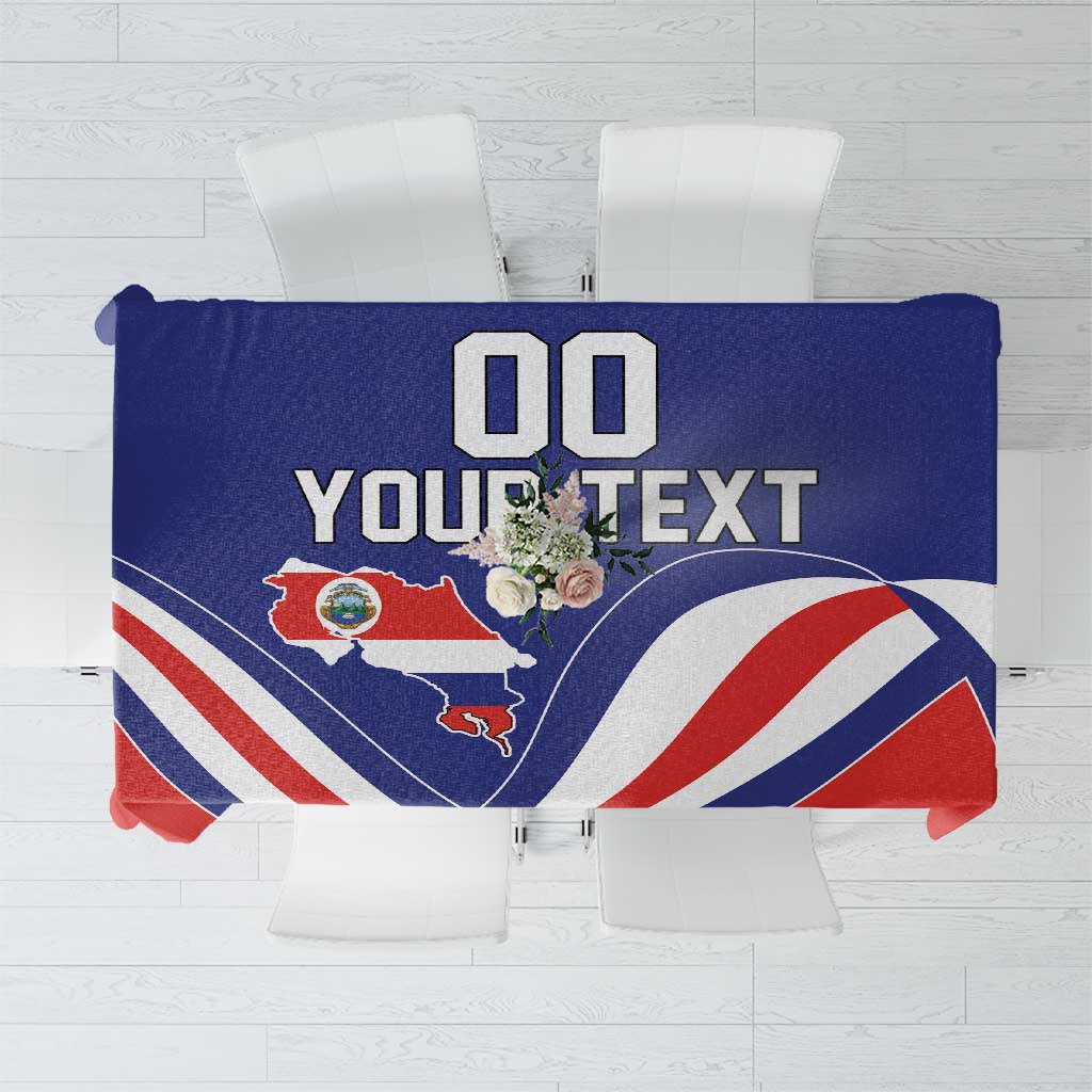Blue, red, and white Independence Day tablecloth with bold “DO YOUR TEXT” lettering