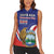 Custom Costa Rica Independence Day Women Sleeveless Polo Shirt Turdus Grayi Bird With Coat Of Arms - Wonder Print Shop