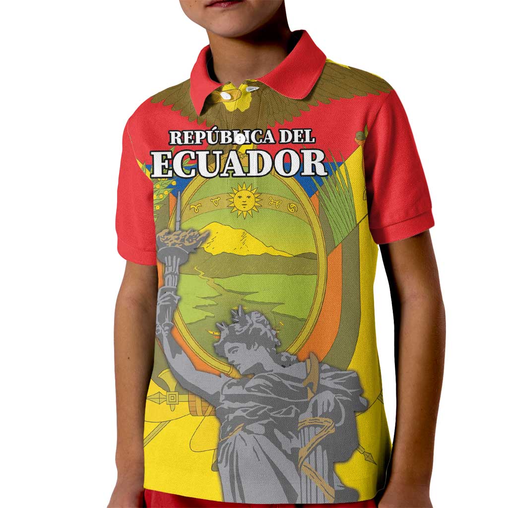 Custom Ecuador Independence Day 1809 Kid Polo Shirt Monumento a la Independencia - Wonder Print Shop