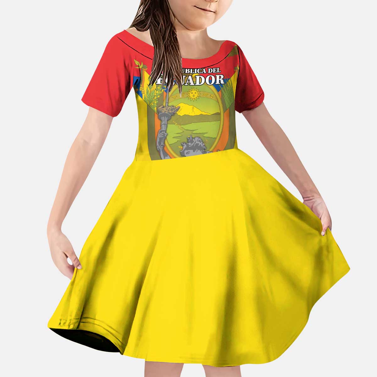 Custom Ecuador Independence Day 1809 Kid Short Sleeve Dress Monumento a la Independencia - Wonder Print Shop