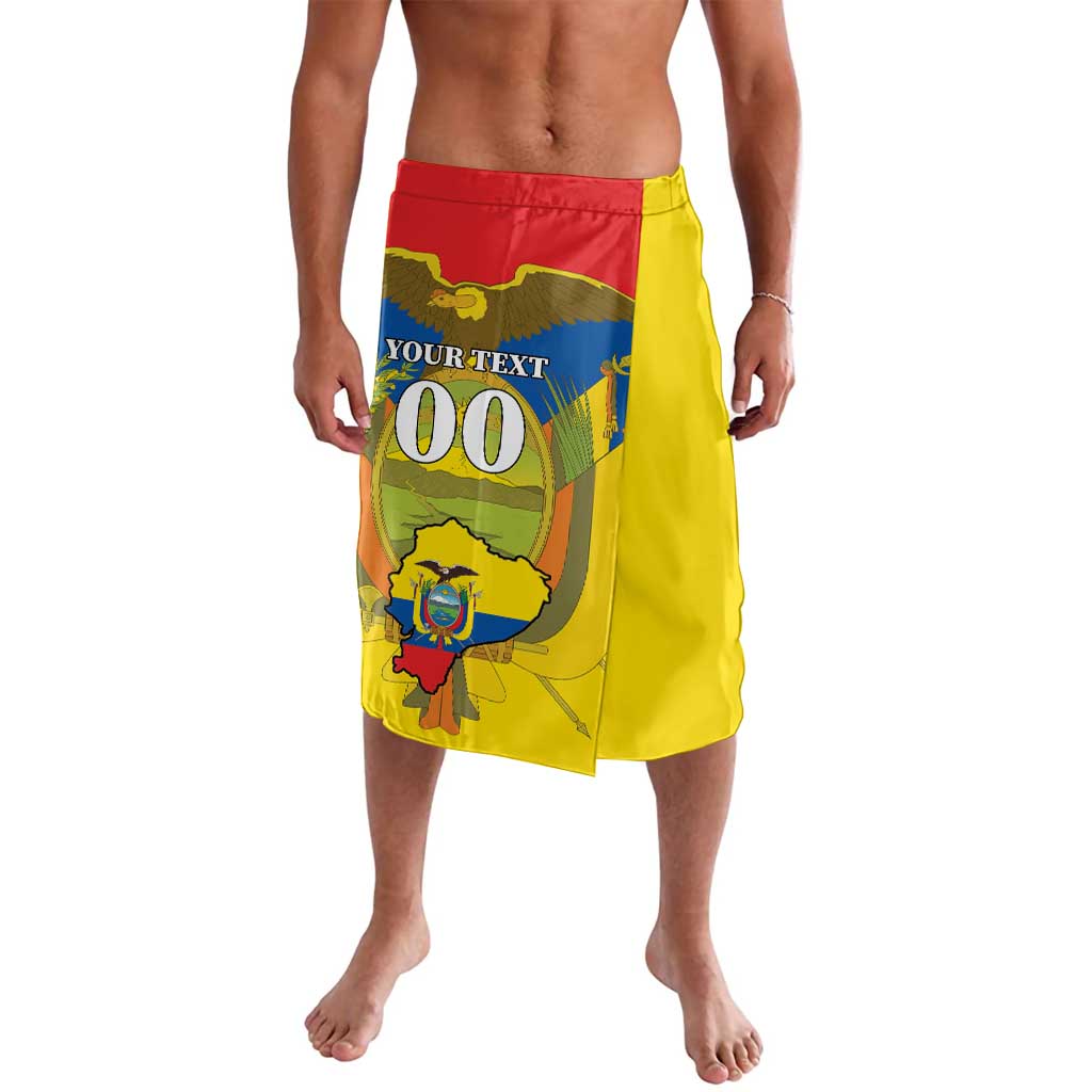 Custom lavalava skirt with Ecuador map graphics and 100, red waistband