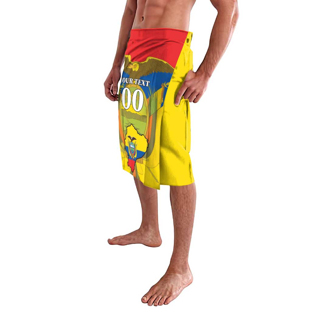 Custom printed lavalava skirt with red waistband and yellow front panel