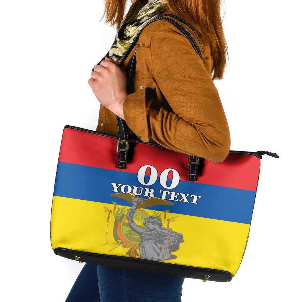 Custom Ecuador Independence Day 1809 Leather Tote Bag Monumento a la Independencia