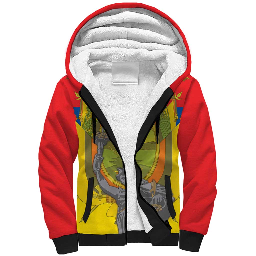 Custom Ecuador Independence Day 1809 Sherpa Hoodie Monumento a la Independencia - Wonder Print Shop