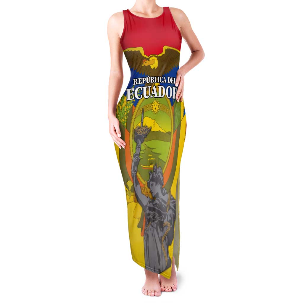 Custom Ecuador Independence Day 1809 Tank Maxi Dress Monumento a la Independencia - Wonder Print Shop