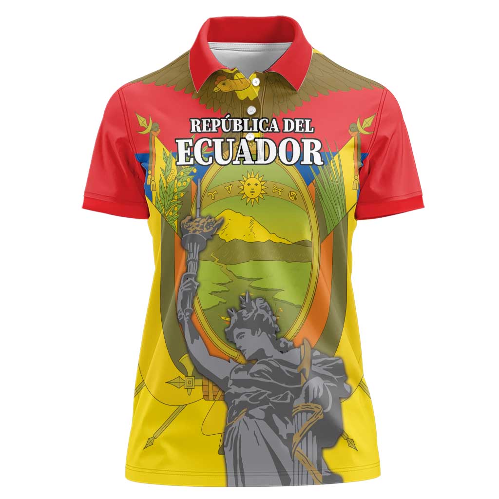 Custom Ecuador Independence Day 1809 Women Polo Shirt Monumento a la Independencia - Wonder Print Shop