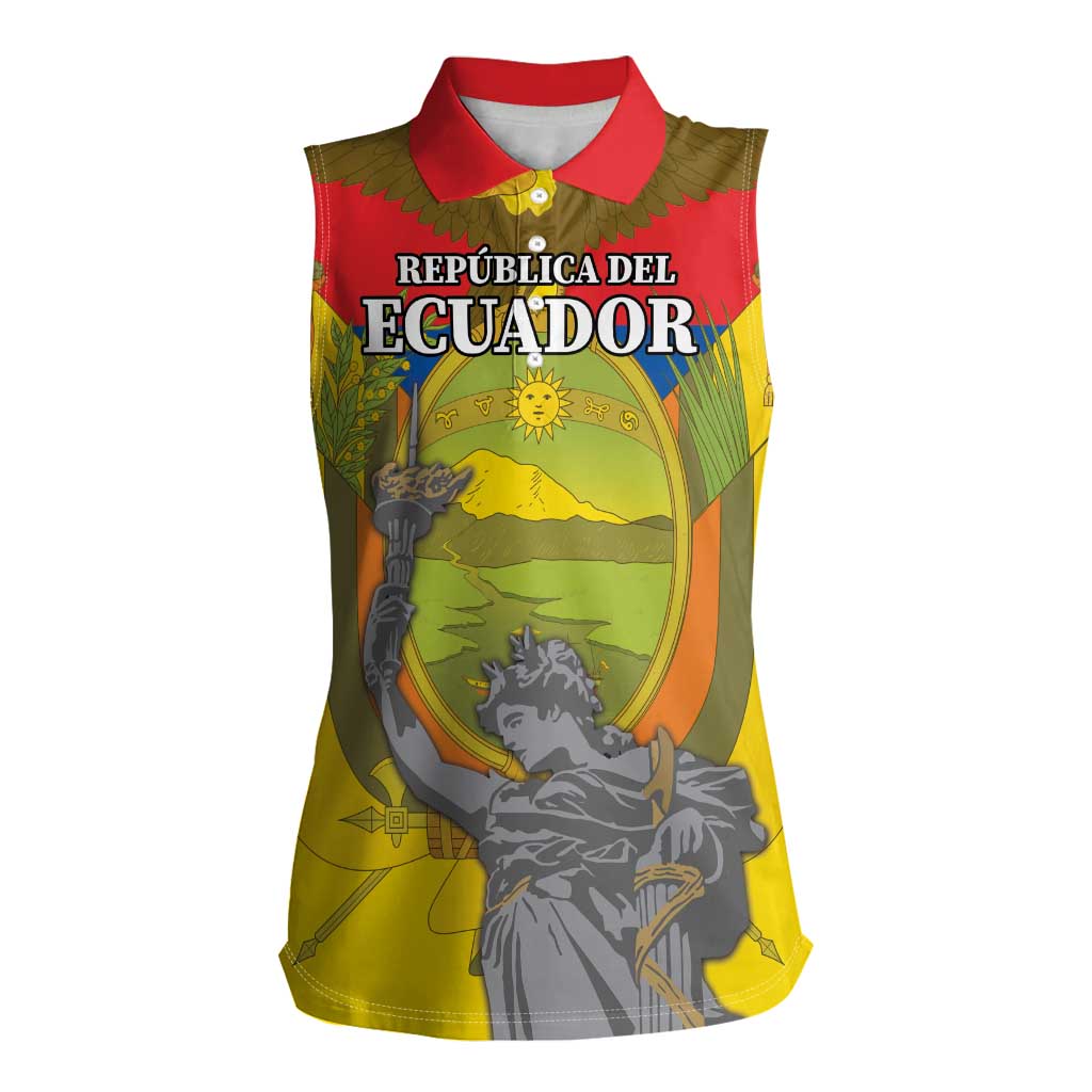 Custom Ecuador Independence Day 1809 Women Sleeveless Polo Shirt Monumento a la Independencia - Wonder Print Shop