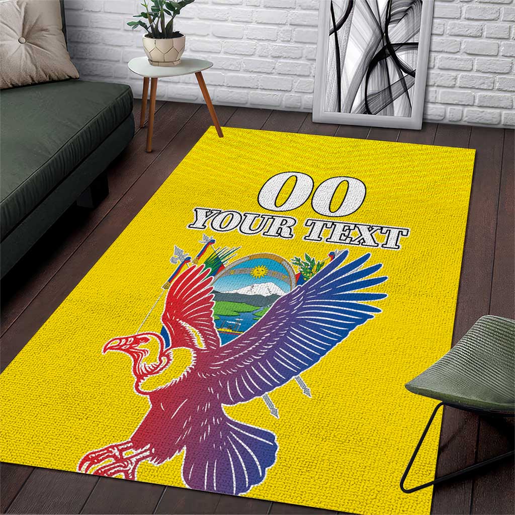 Custom Ecuador Independence Day Area Rug Andean Condor With Coat Of Arms - Wonder Print Shop