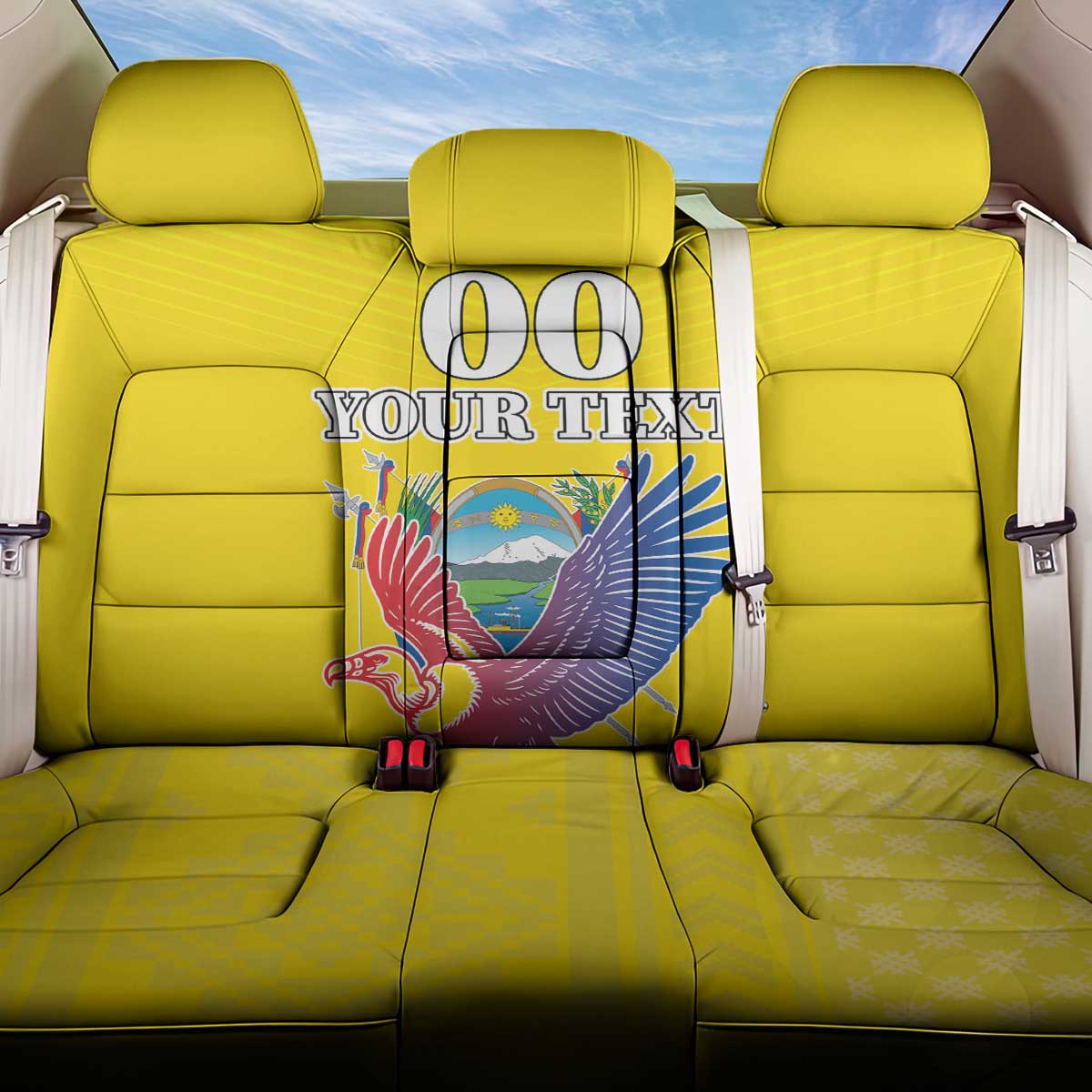 Custom Ecuador Independence Day Back Car Seat Cover Andean Condor With Coat Of Arms - Wonder Print Shop