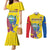 Custom Ecuador Independence Day Couples Matching Mermaid Dress and Long Sleeve Button Shirt Andean Condor With Coat Of Arms