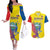 Custom Ecuador Independence Day Couples Matching Off The Shoulder Long Sleeve Dress and Hawaiian Shirt Andean Condor With Coat Of Arms - Wonder Print Shop