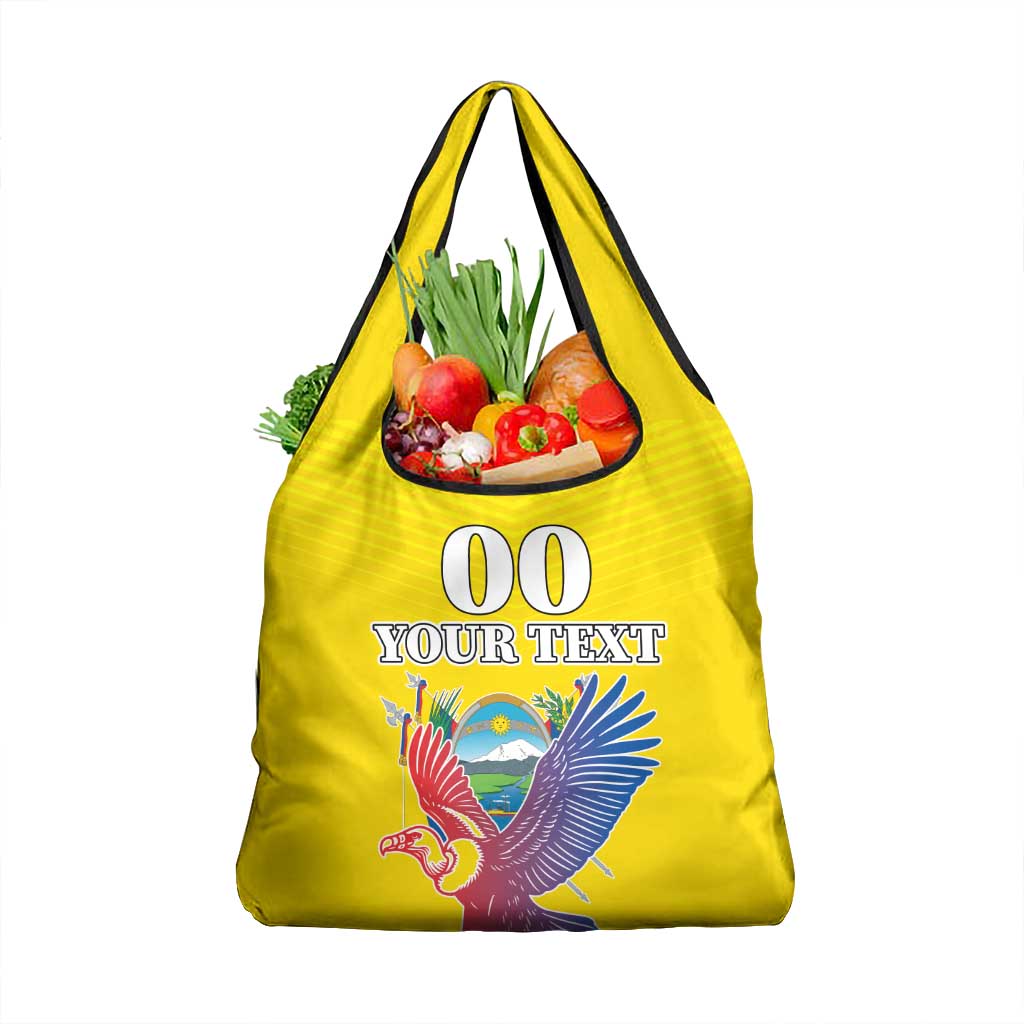 Custom Ecuador Independence Day Grocery Bag Andean Condor With Coat Of Arms