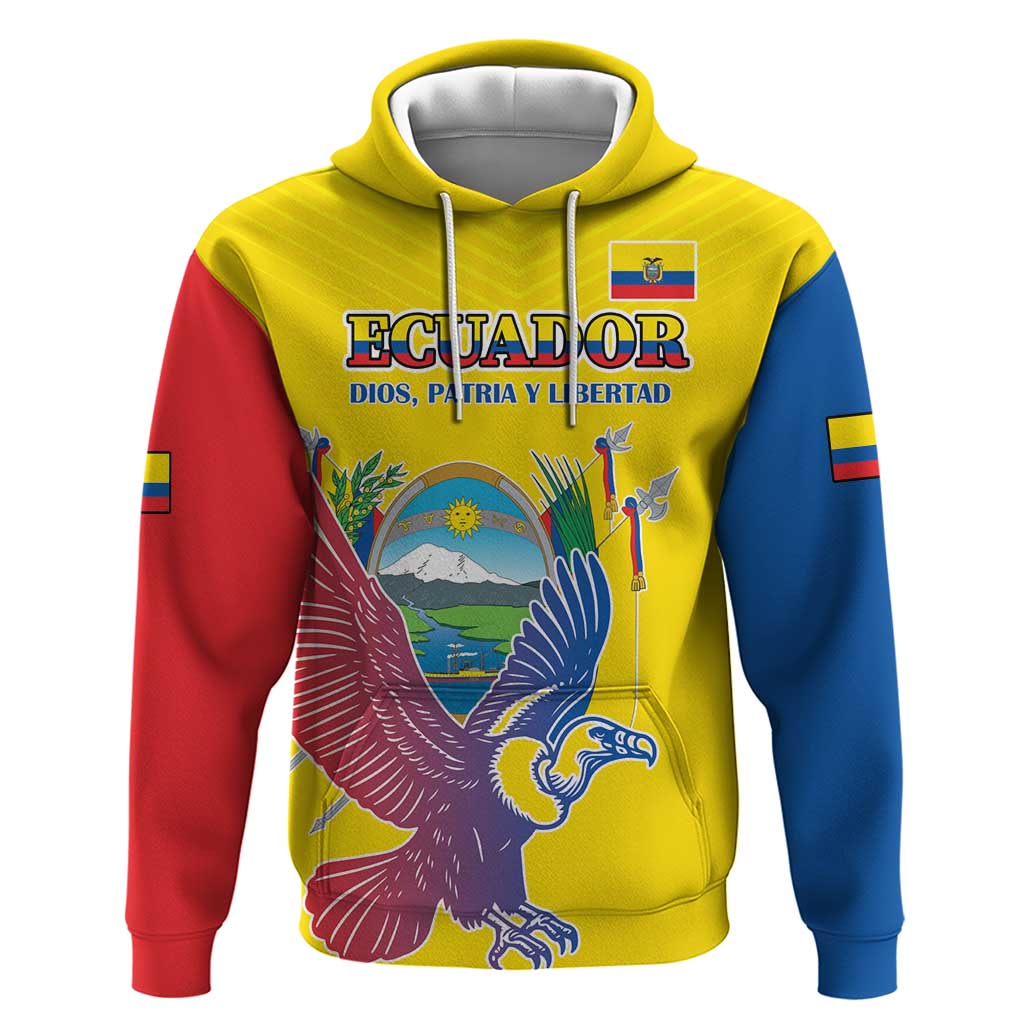 Custom Ecuador Independence Day Hoodie Andean Condor With Coat Of Arms - Wonder Print Shop