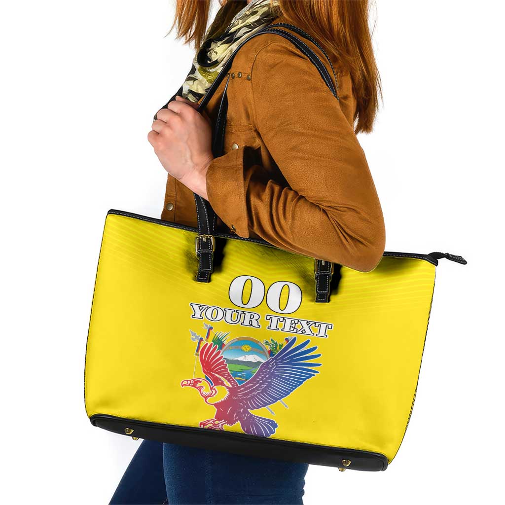 Custom Ecuador Independence Day Leather Tote Bag Andean Condor With Coat Of Arms