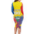 Custom Ecuador Independence Day Long Sleeve Bodycon Dress Andean Condor With Coat Of Arms - Wonder Print Shop