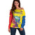 Custom Ecuador Independence Day Off Shoulder Sweater Andean Condor With Coat Of Arms - Wonder Print Shop