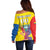 Custom Ecuador Independence Day Off Shoulder Sweater Andean Condor With Coat Of Arms - Wonder Print Shop