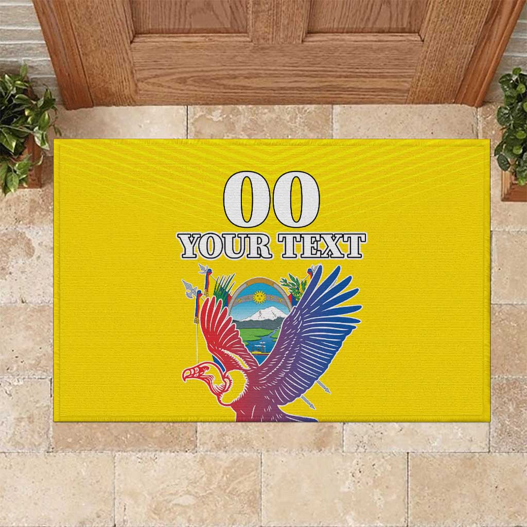 Custom Ecuador Independence Day Rubber Doormat Andean Condor With Coat Of Arms - Wonder Print Shop