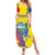 Custom Ecuador Independence Day Summer Maxi Dress Andean Condor With Coat Of Arms - Wonder Print Shop